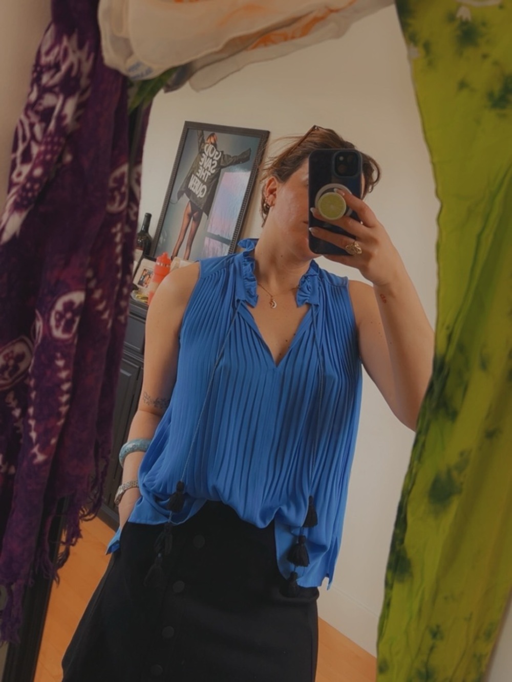 LOFT sleeveless blouse with tassle detail
